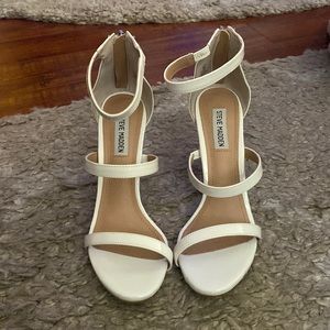 Steve Madden White Strip Heels